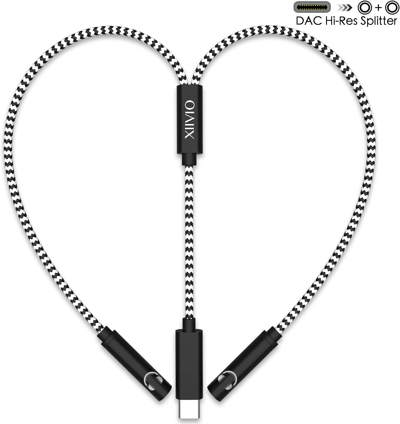 XIIVIO USB-C to 3.5mm Audio Adapter, 2 in 1 USB Type C to 3.5mm Audio Jack Cable and Extend Nylon 3.5mm Aux Headphone Splitter Cord Compatible with Google Pixel 3/2 /XL,HTC,iPad Pro 2018 and More