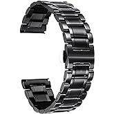 BINLUN Stainless Steel Watch Bands 12mm-24mm Metal Replacement Watch Band SmartWatch Straight & Curved Ends Men Women fit for Samsung Galaxy Watch 6/5/4/3,Fit for Garmin Watch(Black,22mm)