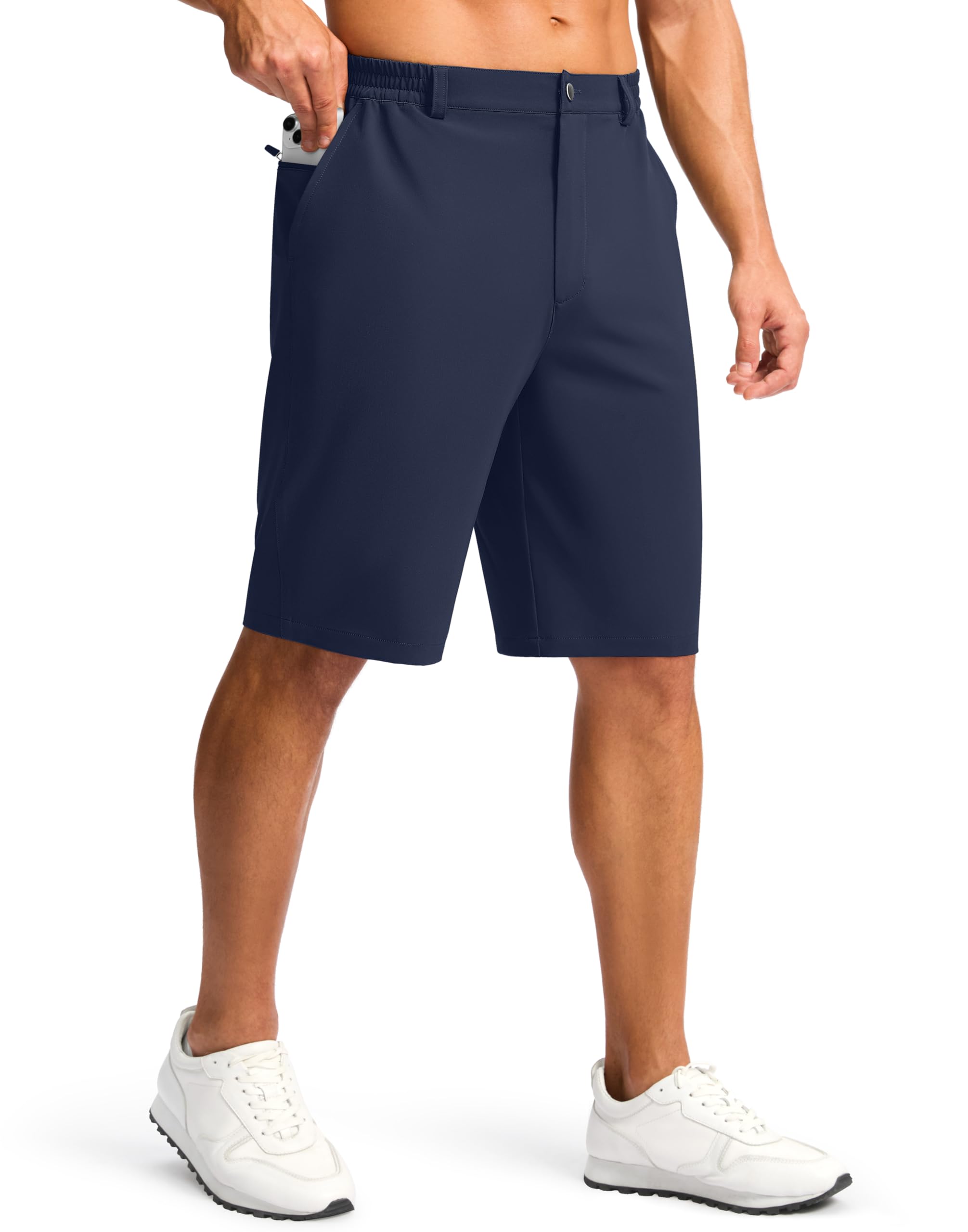 Photo 1 of G Gradual Casual Shorts for Men 11" Lightweight Men's Golf Shorts Stretch with 3 Pockets Quick Dry Summer Breathable Shorts(Navy,3XL)