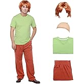 Joyesplay Halloween Costumes Men, Classic Green T-Shirt Brown Pants with Wig, Cartoon Character Costume for Men