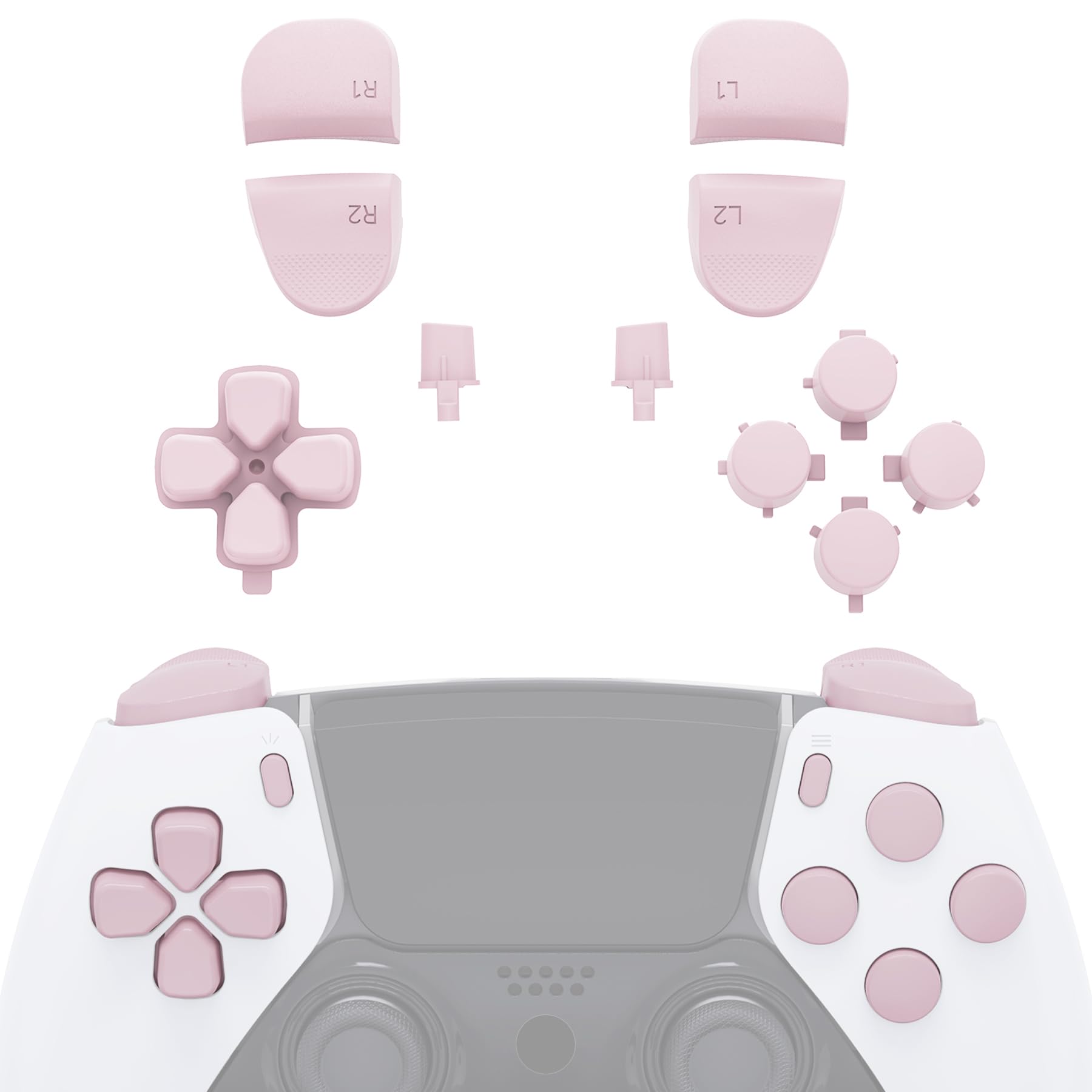 eXtremeRate Replacement Full Set Buttons Compatible with ps5 Edge Controller, Cherry Blossoms Pink D-pad Share Options Home Face Buttons R1 L1 R2 L2 Triggers Compatible with ps5 Edge Controller