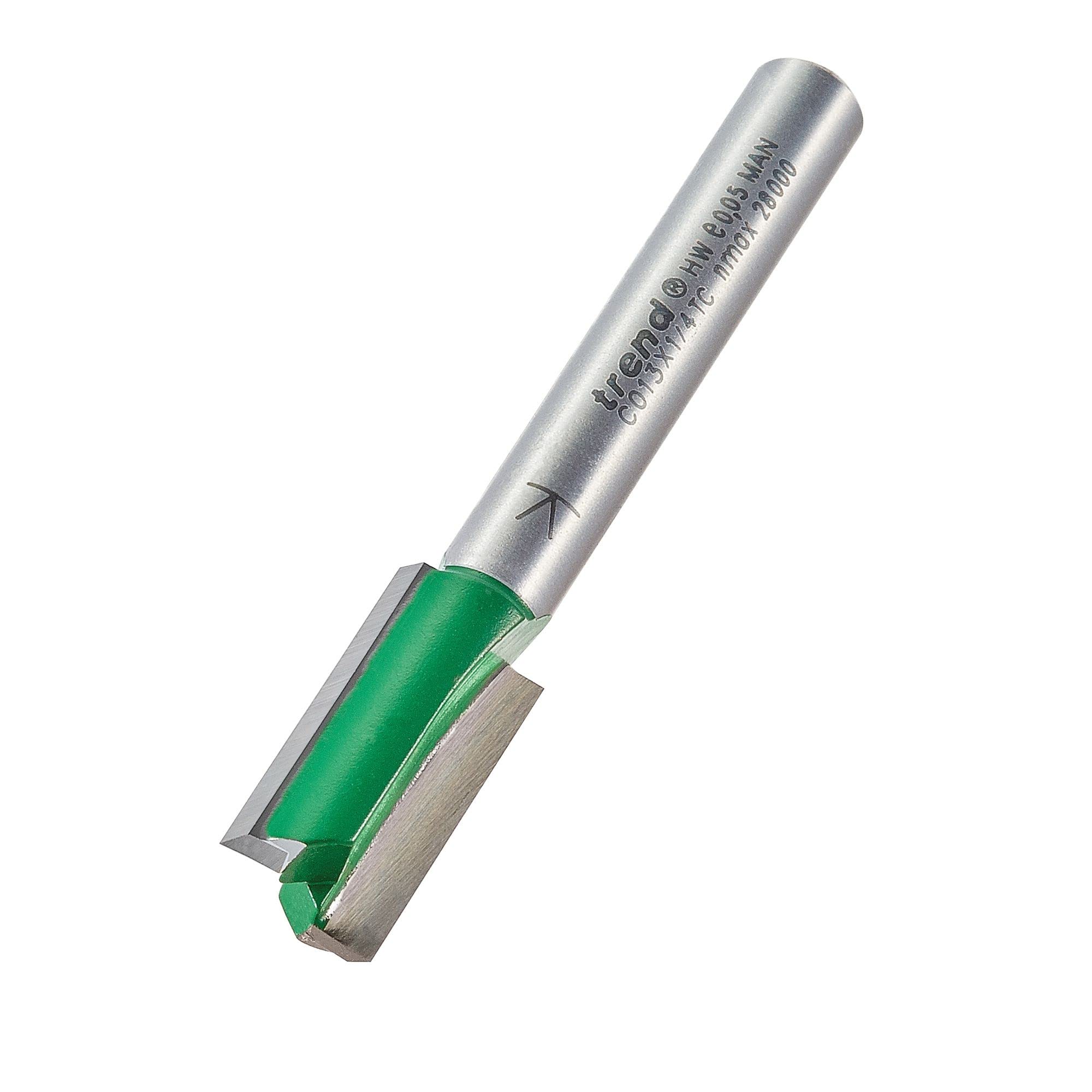 Trend CraftPro Straight Two Flute Router Cutter Bit, 1/4 Inch Shank, 9.5mm Cut Diameter & 19.1mm Cut Length, Tungsten Carbide Tipped, C013X1/4TC — image 1