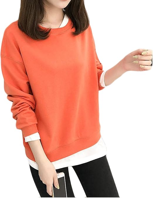 Amazon Beibang バイバン レディース 長袖 カットソー 秋 無地 カジュアル トップス ゆったり プルオーバー 韓国ファッション シャツ Tシャツ カットソー 通販