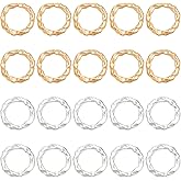 PH PandaHall 200PCS 17mm Hoop Earring Circle Charms, 2 Colors Alloy Hammered Circle Link Round Linking Rings Metal Circles Charms Links for DIY Earring Necklaces Bracelets Jewelry Making Supplies