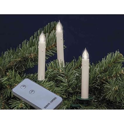 FHS 13868 Christbaumkerzen Slim Line, kabellose LED Mini-Baumkerzen mit Fernbedienung für den Innenbereich, 10 Kerzen inkl. B