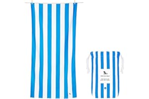 Dock & Bay Beach Towel - Quick Dry, Sand Free - Compact, Lightweight - 100% Recycled - Includes Bag - Cabana - Blue - Large (160x90cm, 63x35)