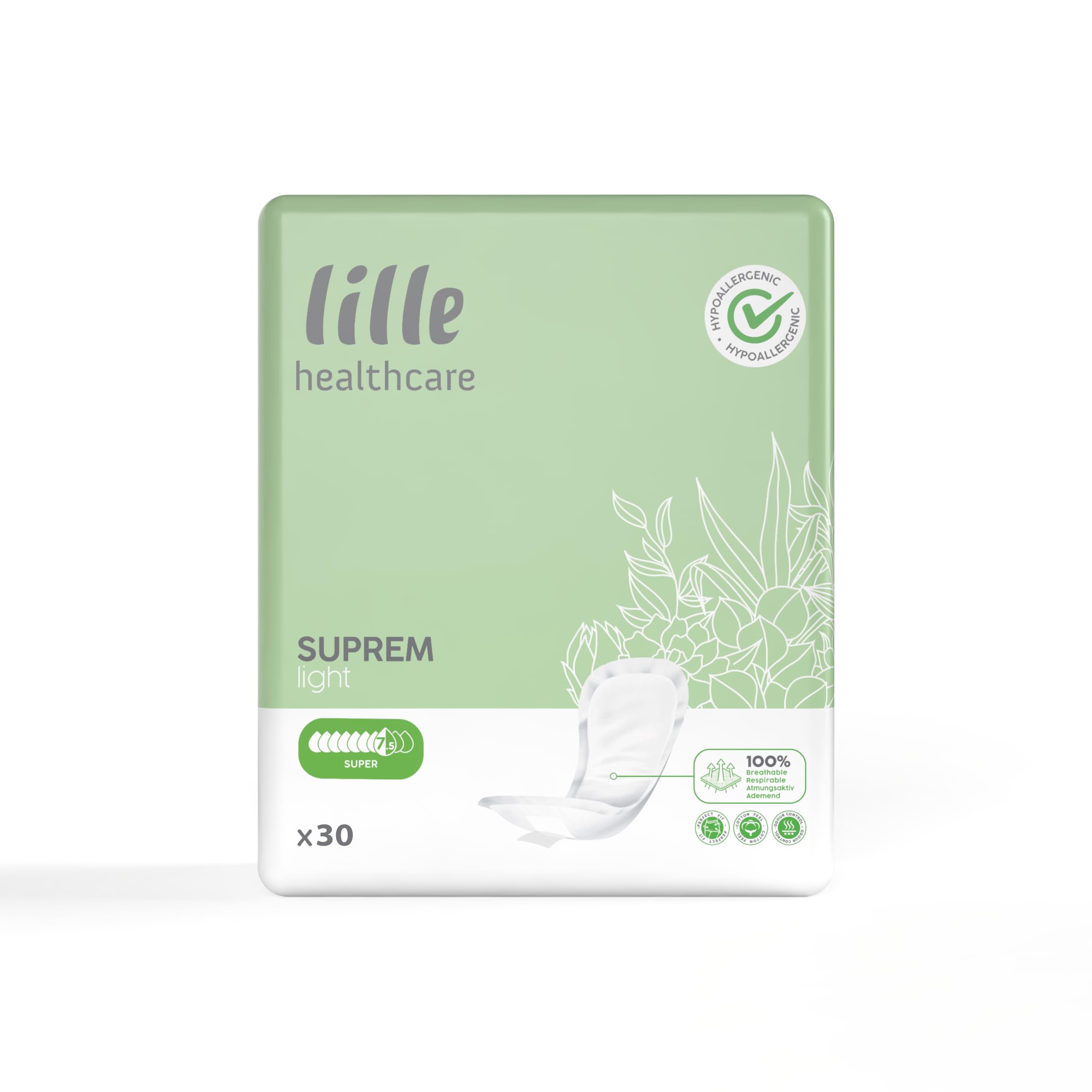 LILLE Healthcare Disposable Suprem Light Shaped Pads, Men and Women, Highly Absorbent & Breathable Incontinence Pad, Maxi 1030ml, Pack of 28