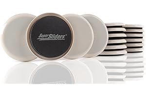 Super Sliders 3 1/2" Round Reusable Furniture Sliders for Carpet Easily Move Medium to Large Sized Items Across Carpet, 16 Pack Beige