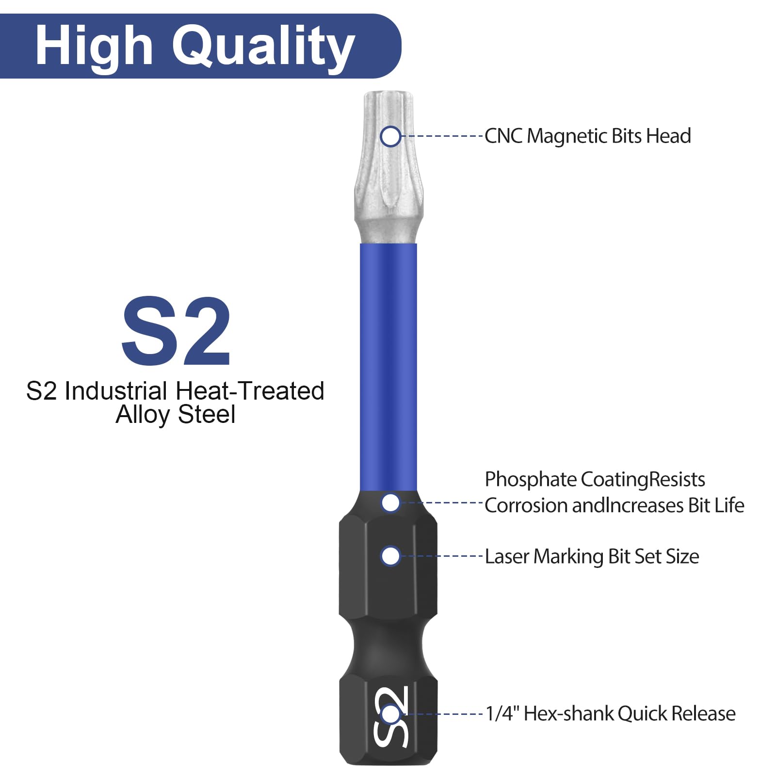 HPHOPE Professional Shockwave Bit Set 10tlg., Schraubendreheraufsätze mit Torx, Pozi, Phillips, 50mm Länge, mit Schlüsselanhänger 3