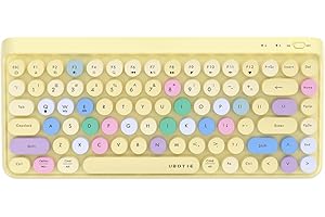 UBOTIE Portable Bluetooth Colorful Computer Keyboards, Wireless Mini Compact Retro Typewriter Flexible 84Keys Design Keyboard