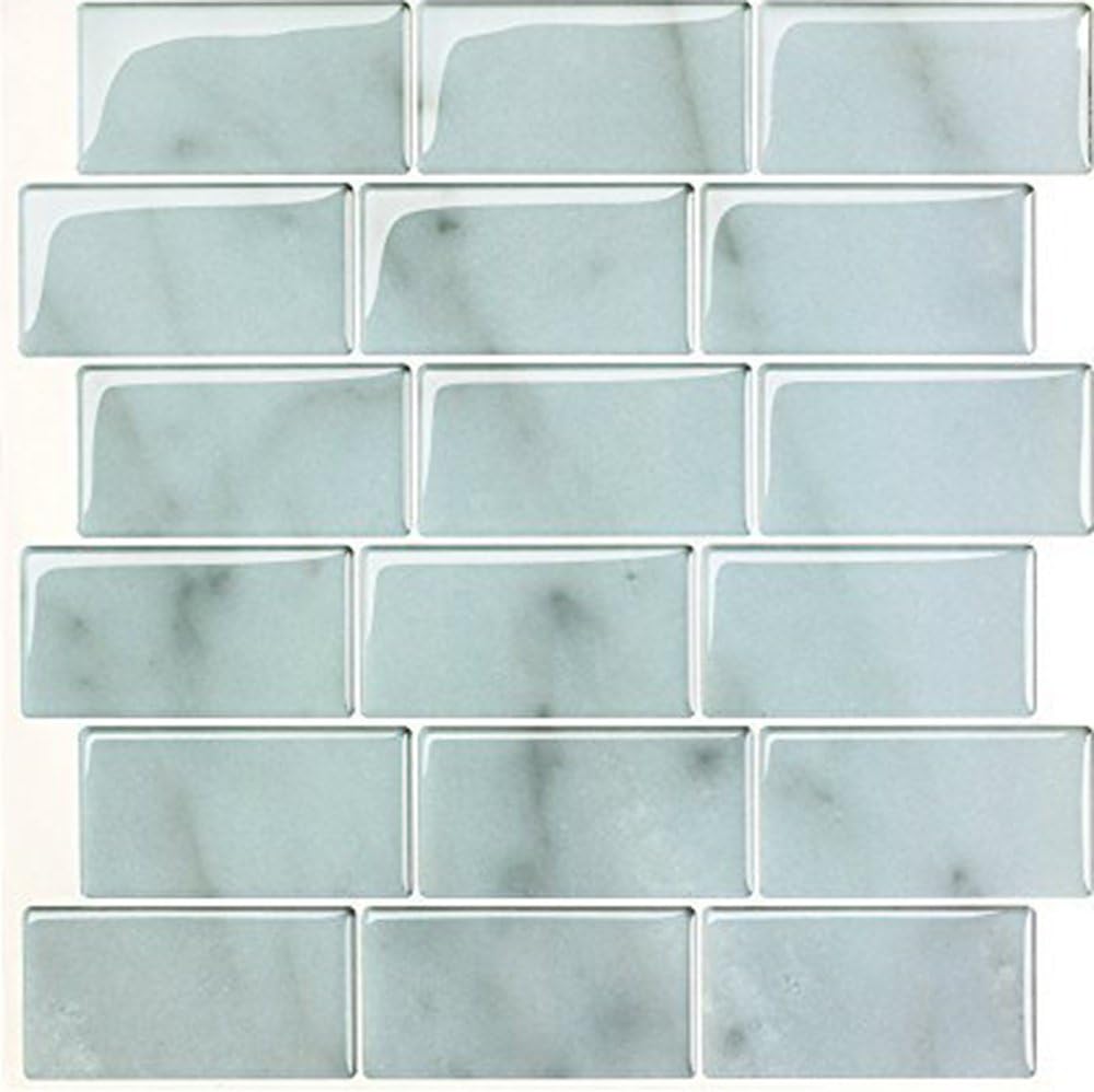Juneslife Vinyl Wall Tiles Peel and Stick 3D Wall Tiles Self Adhesive Wall Tiles Fireproof and Waterproof Brick Wallpaper for TV Backdrop Bathroom Kitchen Bedroom DIY Furniture 12''x12'' 2 pcs