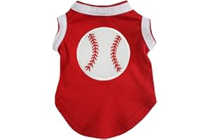 Petitebella Baseball Puppy Dog Shirt (Red, X-Large)