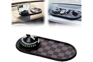 Multifunctional Car Anti-Slip Mat with 360° Rotating Phone Holder & Temporary Parking Number, Anti Slip Mat for Car Dashboard