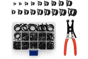 Nizivdy 115pcs 6-22mm Spring Hose Clamps 14 Sizes Assortment Kit with Swivel Flat Plier, Black Small Hose Clamps Automotive F