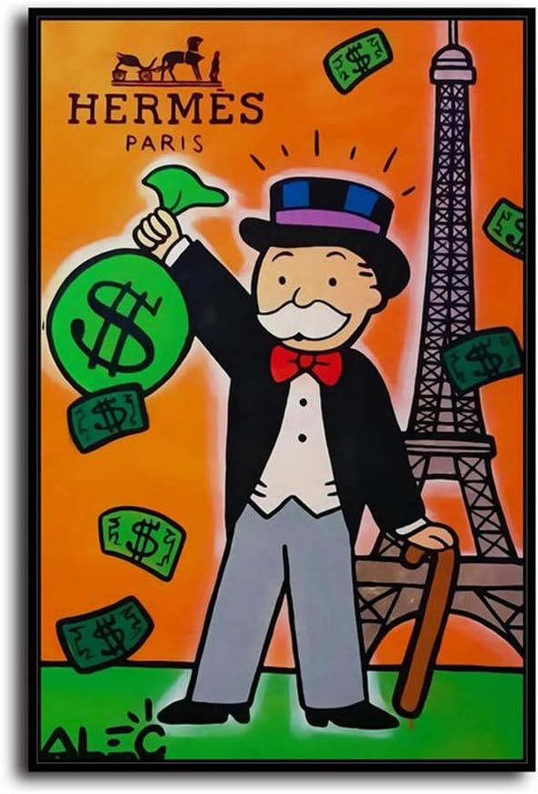 Hand-Painted ALEC Monopoly Oil Paintings Home Wall Decor Art On Canvas Hermes Paris 24x36inch Unframed