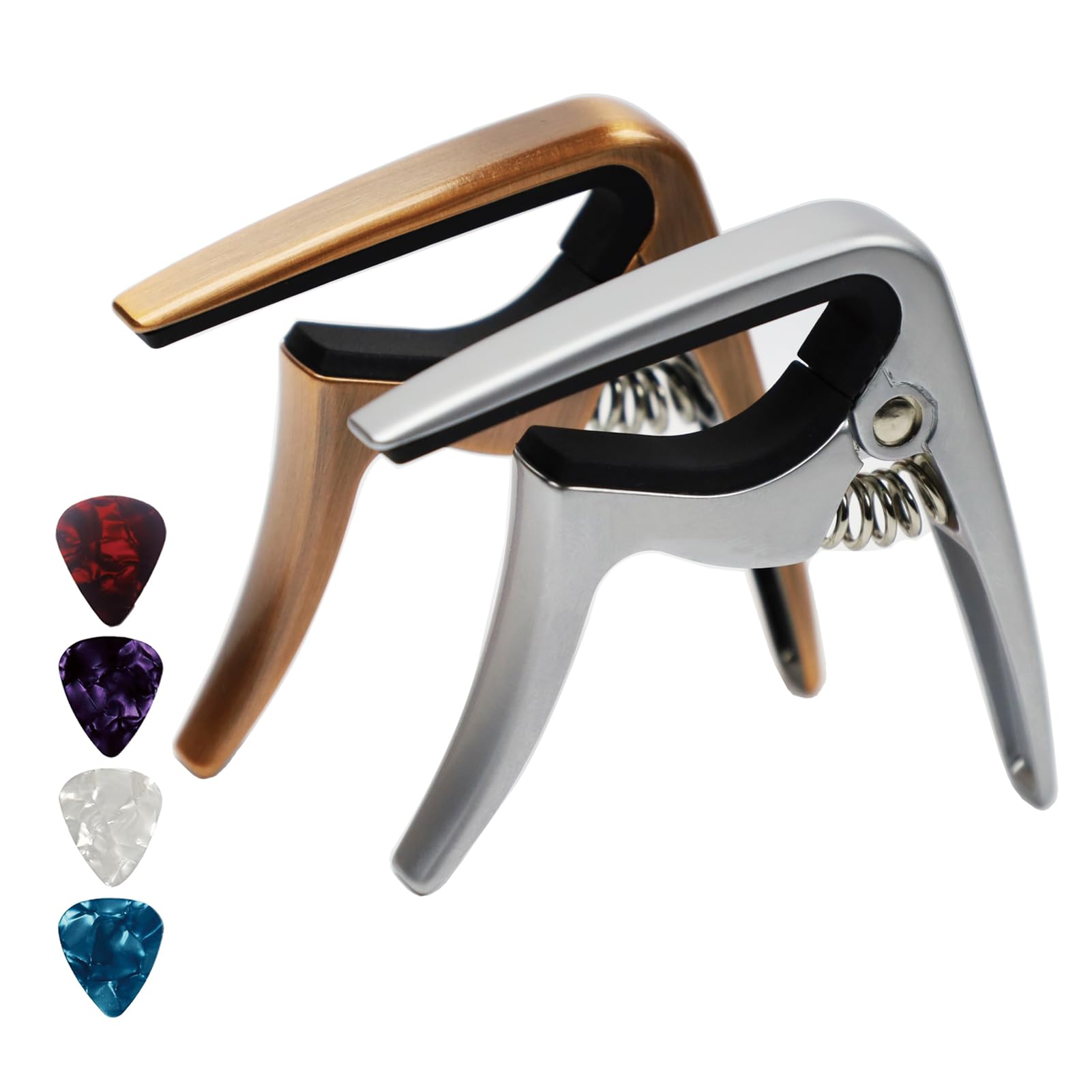 Ukulele Capo, 2 Pack Capos for Ukulele Soprano, Concert, Tenor, Baritone Ukulele (Silver + Copper)