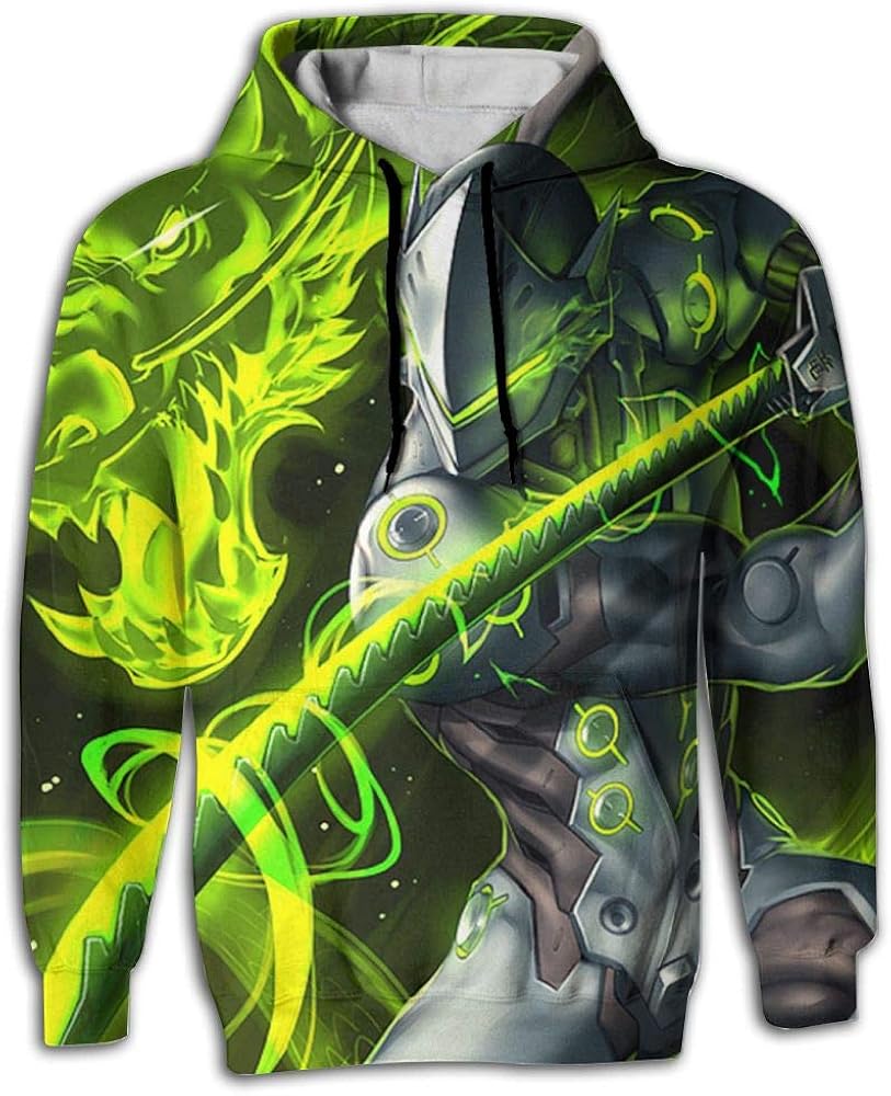 H.D_4A5A Mens Hoodie Swordsman Genji Hoodies for Men Sweater with