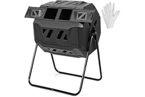 IRONMAX Outdoor Compost Tumbler, 43 Gallon (163 L) Rotating Tumbling Composter with Dual Chamber, Large Composting Bin for Fr