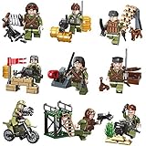 Army Minifigures Lego-Compatible Set - 9pcs Army Minifigures and 50+pcs Military Weapons/Accessories Building Blocks Toys
