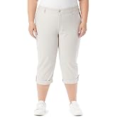 Gloria Vanderbilt Women's Cargo Capri Tab Roll Cuff with Zip Front and Elastic Waist Standard