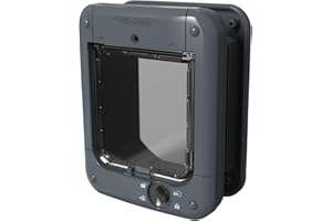 Closer Pets Microchip Activated Cat Flap (360) - ISO and AVID Compatible, for Small to Medium Cats, Accommodates up to 30 Pets, for Single/Multiple glazing, UPVC, walls and Wood, Grey