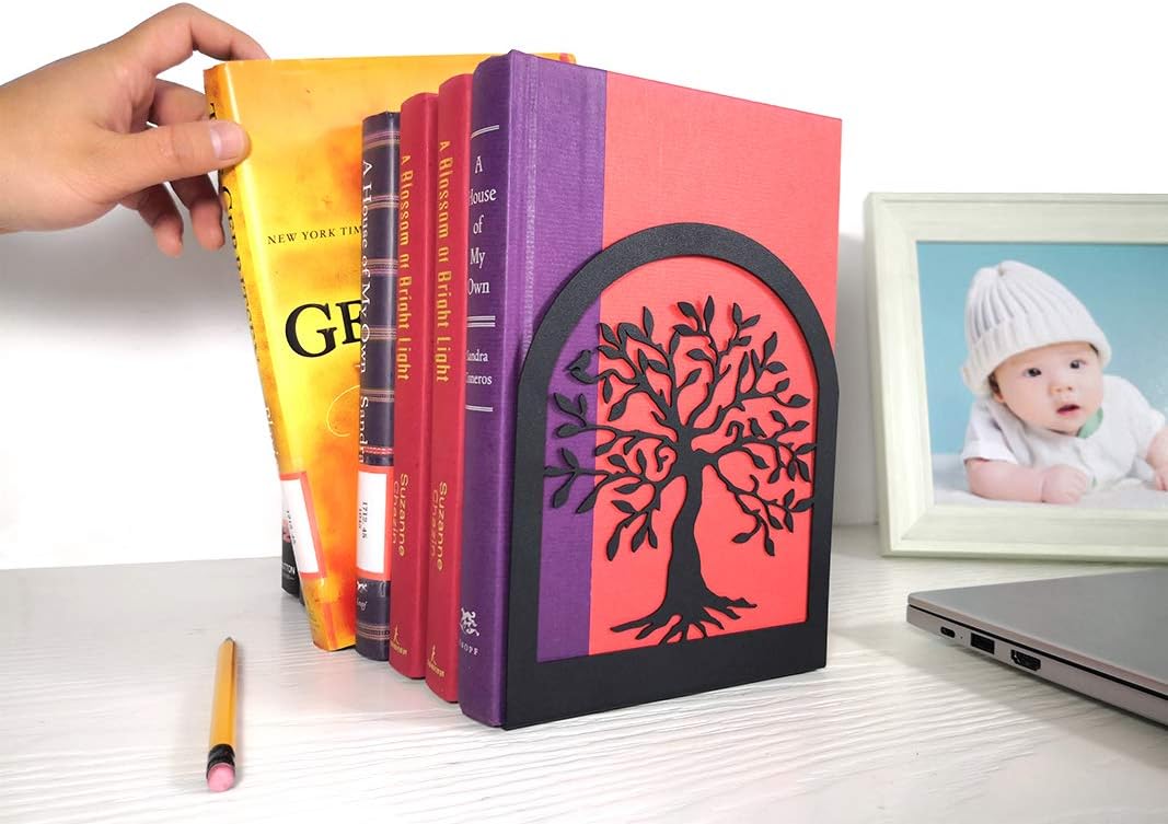 Tree of Life Decorative Book Ends, Heavy Duty Metal Bookends - Image 5