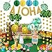Hawaiian Party Decorations 73Pcs Luau Party Supplies Including ALOHA Banner Tropical Palm Leaves Cake Topper Balloons Drinking Umbrella Straws for Aloha Party Summer Party
