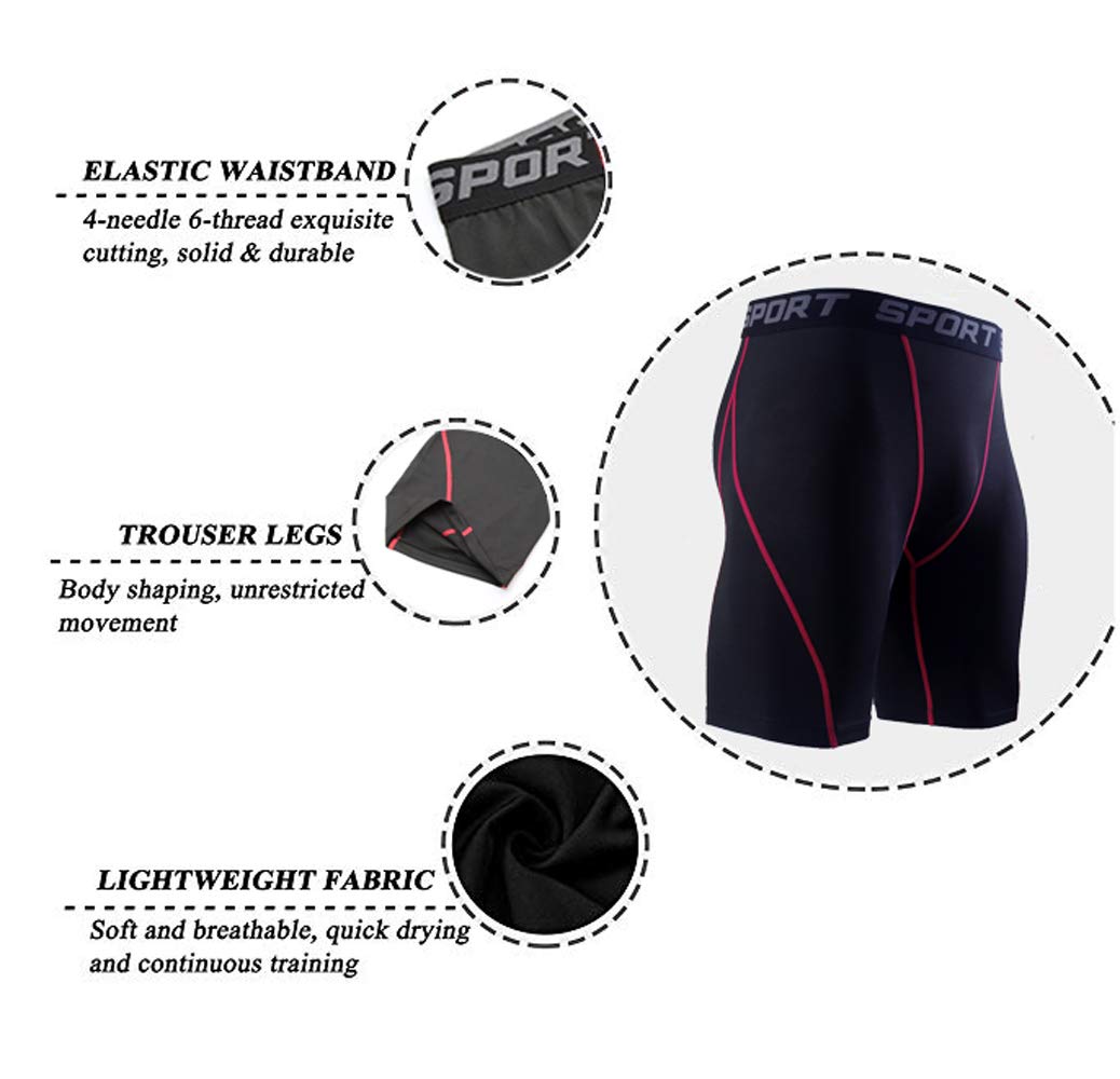 JOJEN Anooma Men’s 3 Pack Sport Compression Shorts for Workouts Running Cycling Training Weightlifting -Moisture Wicking Athletic Supporter (M, 3 Pack: Black,Grey,Blue)