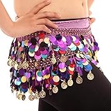 Comemall Women Girls Paillette Belly Dance Hip Scarf Waistband Belt Skirts