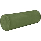 YETTASBIN Olive Green Solid Color Cylinder Round Pillow for Neck Pain Relief, Soft Breathable Bolster Travel Memory Foam Pillow with Removable Washable Cover for Bed Sleeping, Head, Legs and Back