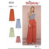 Simplicity S8605 Women's Pull-On Skirt &amp; Wide-Leg Pants Sewing Pattern, Sizes 6-24