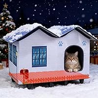 Heated Cat Houses for in Winter Indoor/Outdoor Cats with Elevated Heated Cat Bed Waterproof Providing Safe Feral Cats, Easy t