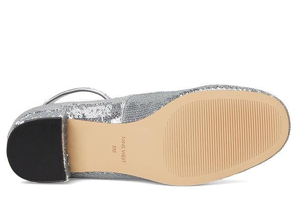 NINE WEST WOMENS AMAIZE SILVER SEQUIN 9.5 MEDIUM