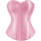 Moessa Women's Satin Corsets Top Lace Up Boned Overbust Corset bustier Lingerie Body Shaper Bustier