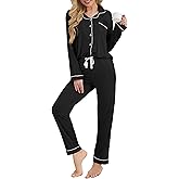 MTMHO Women's Pajama Sets Long Sleeve Button Down Sleepwear Soft Pjs Lounge Sets for Women 2 Piece