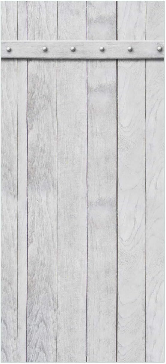 'KTT0311 Poster Door Poster Grey Wooden Door Wood Grain in Grey – Size 93 x 205 cm