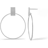 Boma Jewelry Sterling Silver Geometric Drop Hoop Post Earrings