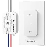 DEWENWILS Wireless Light Switch and Receiver Kit, 15A High Power, No Wiring, 100FT Range Remote Control Wall Switches for Lamp, Ceiling Light, Fan, Programmable