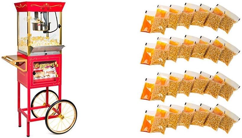 Nostalgia CCP610 Vintage Professional Popcorn & Concession Cart with 24 4-Ounce Premium Popcorn, Oil & SeasoningsPacks