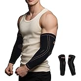 JIQUD Arm compression Sleeve (1 Pair),Copper Elbow Compression Sleeve,Elbow Brace for Tennis Elbow Tendonitis,Full Arm Sleeve for Men & Women,Sports Support & Recovery