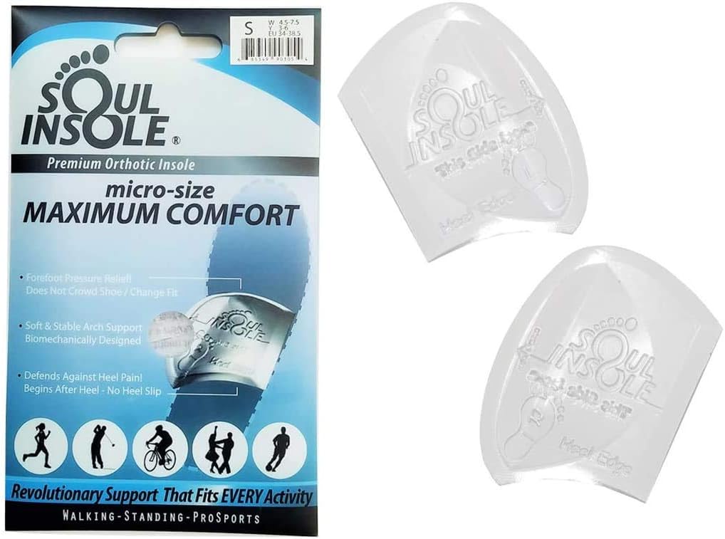 Soul InsoleShoe Bubble Orthotic Insole โ Memory Gel Insoles for Plantar Fasciitis, Pronation, Heel Pain โ Highly Durable Soft Memory Gel (Transparent (Thicker Support), Large)