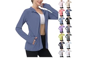 Womens Sun Shirts Full Zip UPF 50+ Protection Hoodie Jacket Long Sleeve Hiking Outdoor Lightweight UPF50+ Jackets