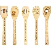 5PCS Elephant Wooden Cooking Spoons Elephant Gifts Elephant Decor Elephant Gifts for Women Elephant Kitchen Decor Premium Quality Housewarming Wedding Cooking Bamboo Cooking Spoons for Everyday Use