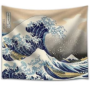 Katsushika Hokusai - The Great Wave Off Kanagawa - Thirty-six Views of Mount Fuji - Fabric Tapestry, Home Decor - 51x60 inches