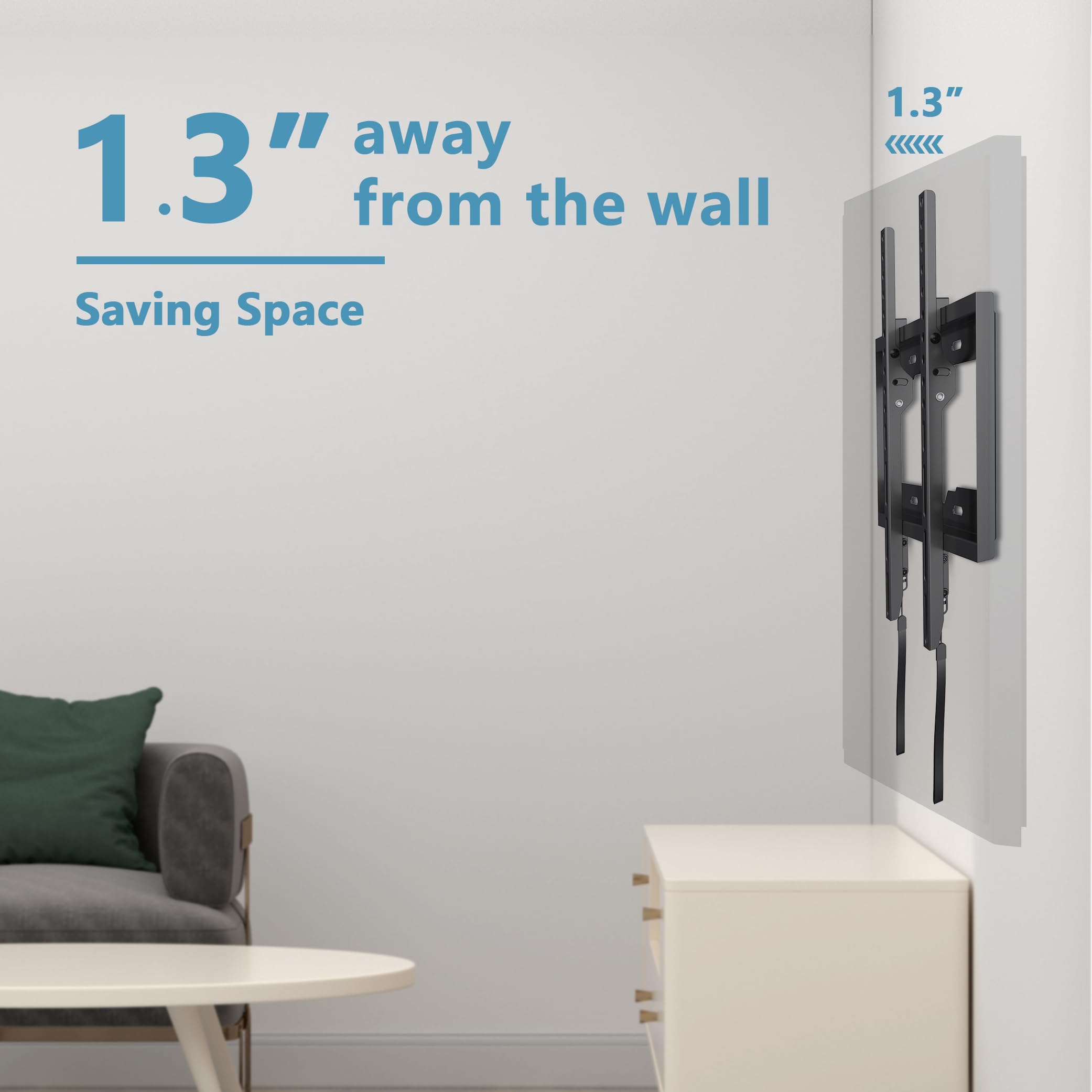 Fixed TV Wall Mount for Most 26-60 Inch Screen, Low Profile TV Mount with Quick Release Lock, Ultra Slim Wall Mount Bracket, Max VESA 400x400mm, Holds up to 99 lbs, up to 16”Wood Studs by USX STAR