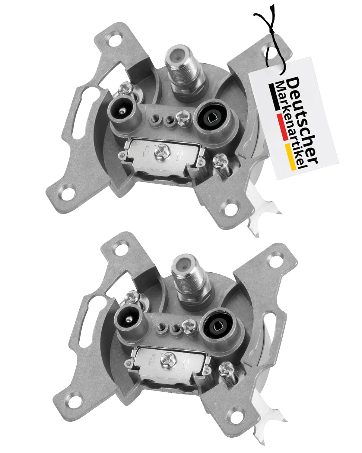 DCT Delta 2x Flush-Mounted Satellite Socket, 3 Outputs, Unicable & Cable TV Compatible, Junction Socket, Antenna Socket, DVB-C, DVB-S/S2, DVB-T/T2, DAB +, DC Pass, 5-2400 MHz