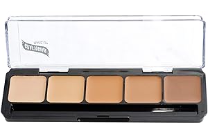 Graftobian HD Glamour Crème Foundation Palette (Warm #3) - High Definition 5 Color Makeup Palette, Cream Based Foundation Concealer and Contour Palette, Full Coverage - Medium/Dark Warm Skin Shades
