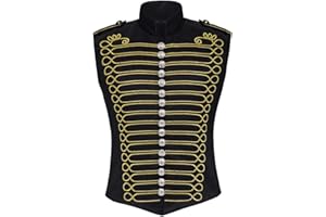 XYZBLDI Steampunk Sleeveless Military Drummer Parade Jackets Men's Marching Band Vest for Stage Performance