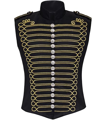 Darkrock Prime Quality Men's Military Hussar Sleeveless Vest Red