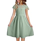 blibean Girls Summer Flower Dresses Semi Formal Lace Wedding Dress Size 6-15 Years